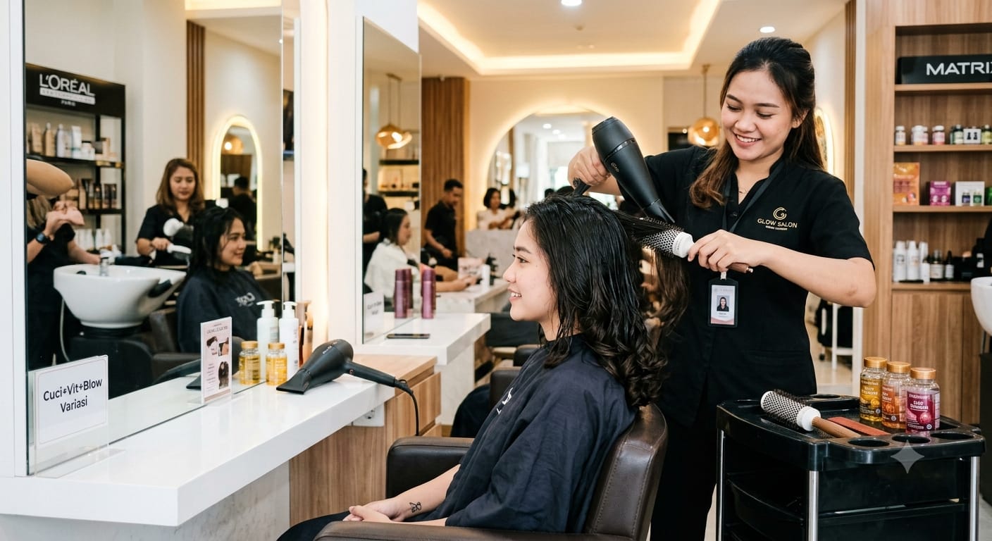 cuci + vit + blow variasi